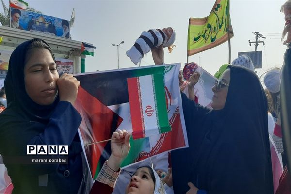 تجمع دانش‌آموزان شادگانی در حمایت از کودکان مظلوم غزه