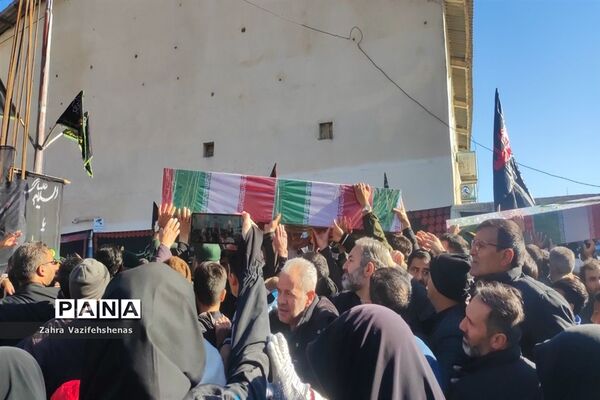مراسم تشییع و خاکسپاری شهید گمنام در مصلی امام خامنه‌ای (ره) شهرستان شیروان