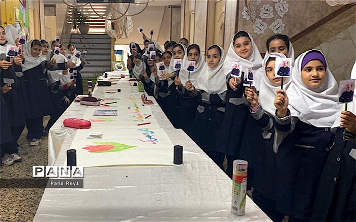 برپایی نمایشگاه نقاشی در سالگرد شهادت سردار سلیمانی در دبستان ۲۲ بهمن یک/فیلم