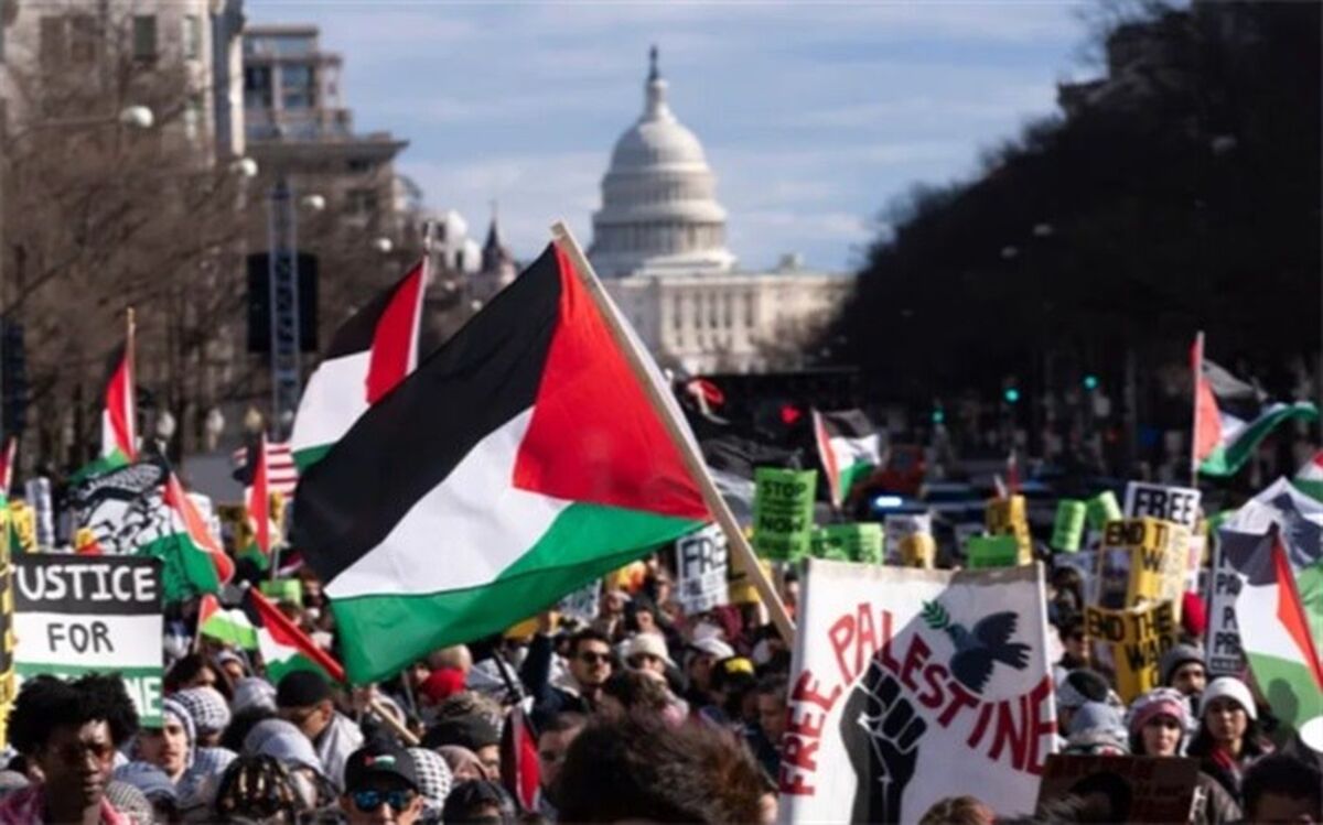 تظاهرات حامیان فلسطین مقابل کاخ سفید