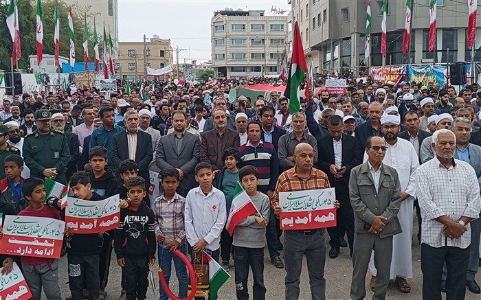 حماسه‌آفرینی مردم قشم در راهپیمایی ۲۲ بهمن/ فیلم