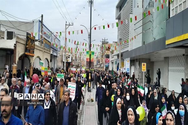 حضور پرشور دانش‌آموزان و فرهنگیان بهبهانی در راهپیمایی یوم الله 22 بهمن ماه