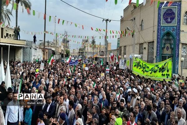 حضور پرشور دانش‌آموزان و فرهنگیان بهبهانی در راهپیمایی یوم الله 22 بهمن ماه