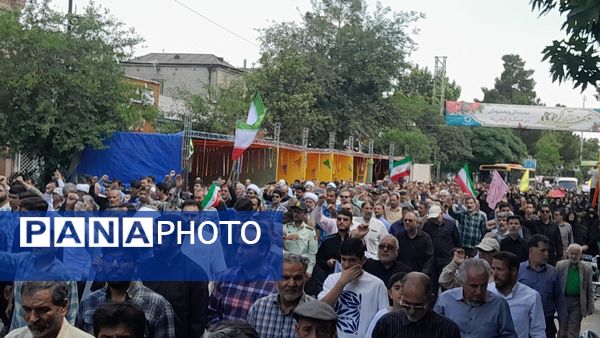  حضور بی نظیر مردن نیشابور در راهپیمایی بر علیه حمله رژیم صهیونسیتی