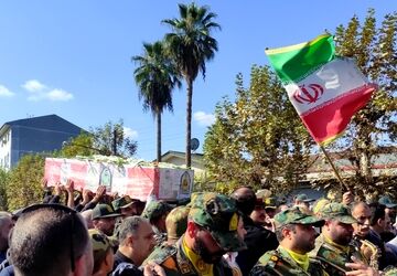 تشییع پیکر شهید امنیت استوار یکم پویا رحمت طلب ضیابری در شهرستان صومعه‌سرا