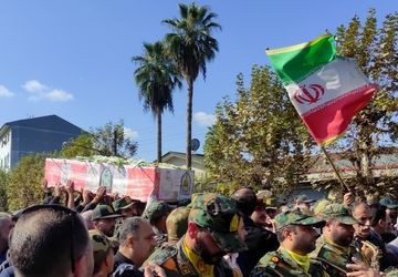 تشییع پیکر شهید امنیت استوار یکم پویا رحمت طلب ضیابری در شهرستان صومعه‌سرا