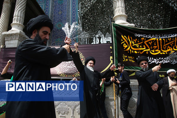 حضور دسته‌عزاداری سالروز شهادت امام جعفر صادق(ع) در حرم حضرت معصومه(س)