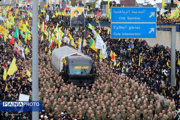 تشییع پیکر شهیدان سیدحسن نصرالله و سیدهاشم صفی الدین