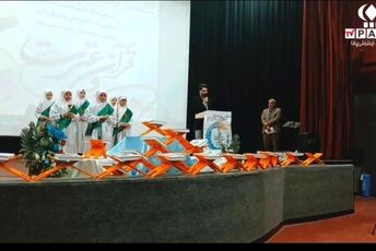 تجلیل از دانش‌آموزان برگزیده مسابقات قرآن، عترت و نماز در بیجار