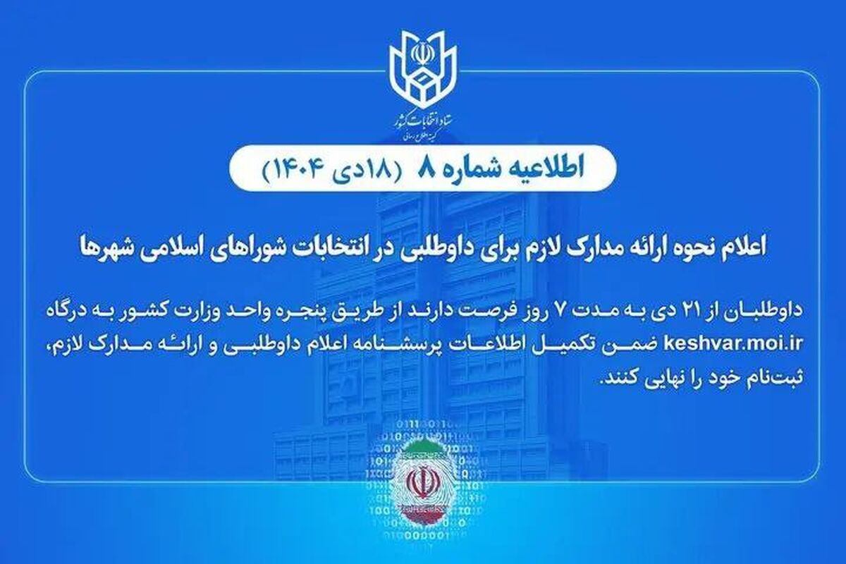 اعلام نحوه ارائه مدارک لازم برای داوطلبی در انتخابات شوراهای اسلامی شهرها