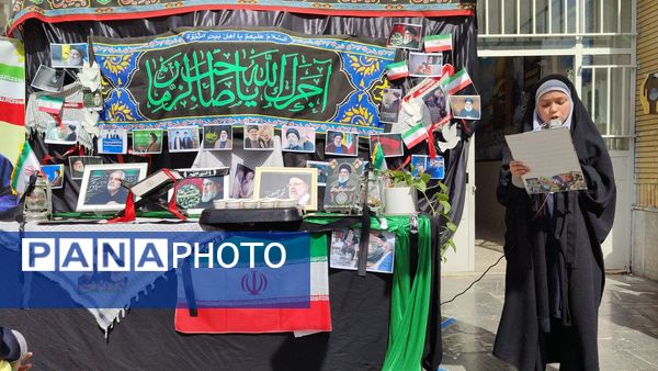 مراسم بزرگداشت شهید سید حسن نصرالله در دبستان شاهد حاج تقی آقا بزرگ ناحیه یک مشهد