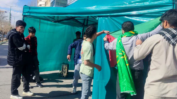 برپایی موکب پذیرایی از تجمع کنندگان جشن پیروزی فلسطین