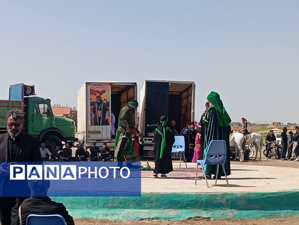 آیین استقبال از هیئت های عزاداری در روستای عشق آباد 