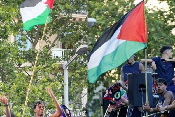 پرچم فلسطین در دستان «پادشاه جوان» آبی اناری‌ها