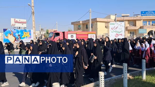 تشییع باشکوه شهید گمنام با بدرقه پرشور دانش‌آموزان