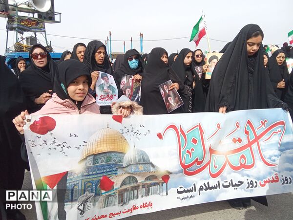 طنین صدای مردم شهرستان کندر در روز قدس