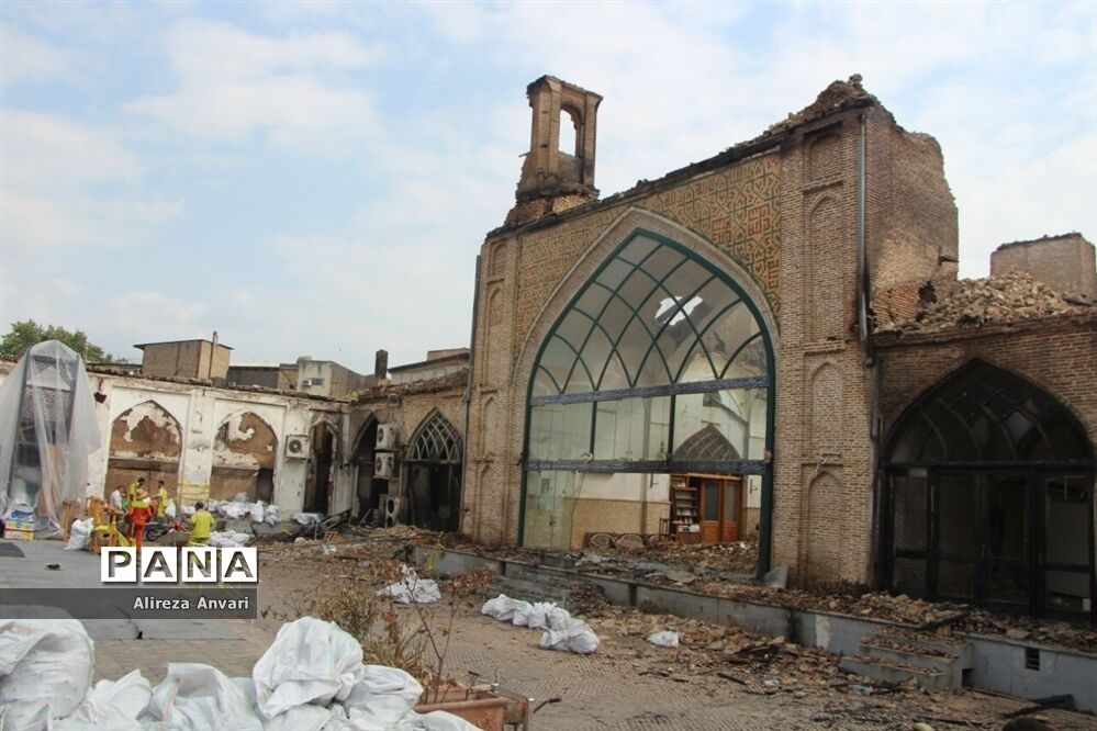 مسجد جامع ساری پس از آتش‌سوزی
