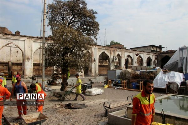 مسجد جامع ساری پس از آتش‌سوزی