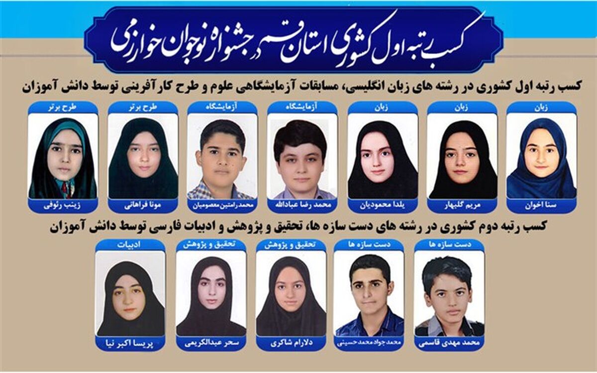 قم روی سکوی نخست چهارمین جشنواره نوجوان خوارزمی کشور