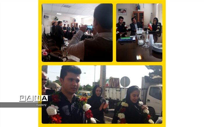 استقبال از افتخار افرینان کاشمری مرحله ی کشوری مسابقات فرهنگی و هنری
