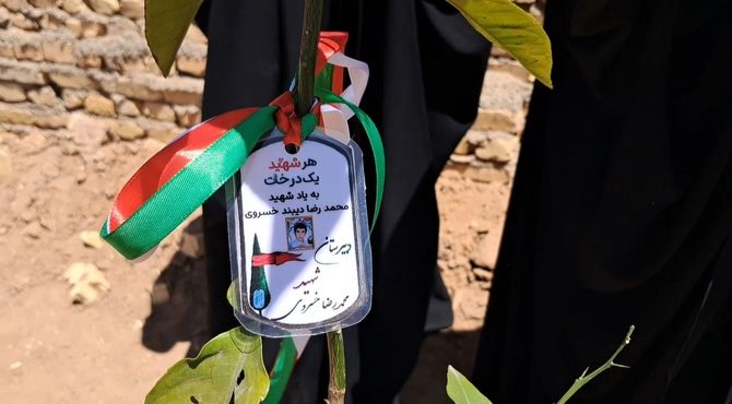 غرس نهال به یاد شهدای جنگ تحمیلی سوم در اردوگاه چرخاب زارچ