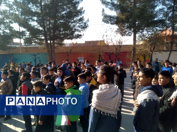 مراسم وداع با شهید گمنام در دبیرستان آیت الله خامنه‌ای شهرستان خلیل‌آباد 