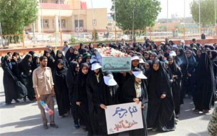 پیکر مطهر یک شهید گمنام در مدارس شهرستان دشتی تشییع شد