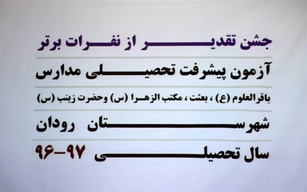 تجلیل از دانش آموزان برتر آزمون مشترک پیشرفت تحصیلی مدارس رودان