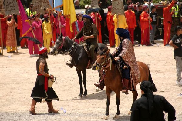 مراسم خیمه سوزی هیات «خیام الحسین» در قم