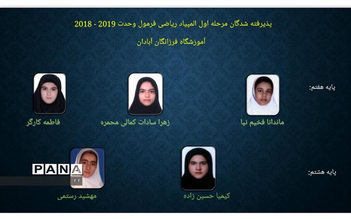 راهیابی دانش آموزان دختر آبادان به مرحله دوم المپیاد بین المللی  ریاضی فرمول وحدت2019-2018