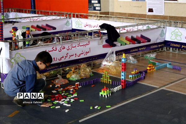 شور و نشاط دانش‌آموزان ابتدایی پسر در بازی دومینو برج
