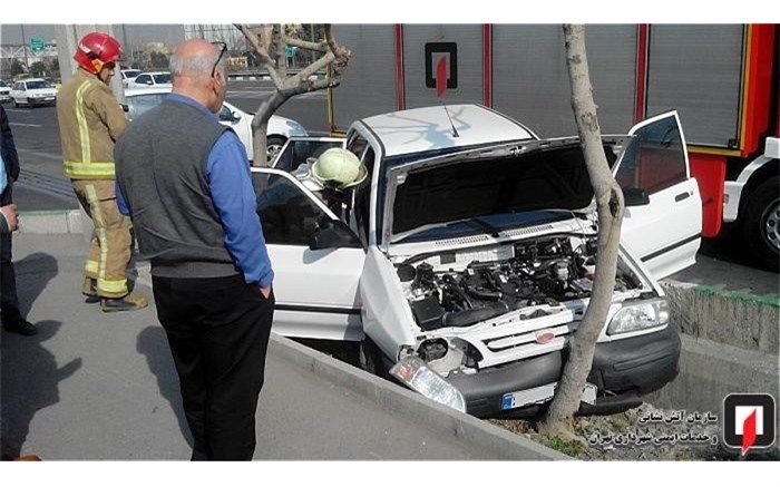 تصویر/ «پراید» بعد از تصادف با درخت