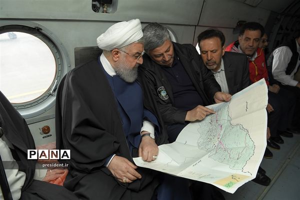 بازدید رئیس جمهوری از مناطق سیل زده  استان گلستان