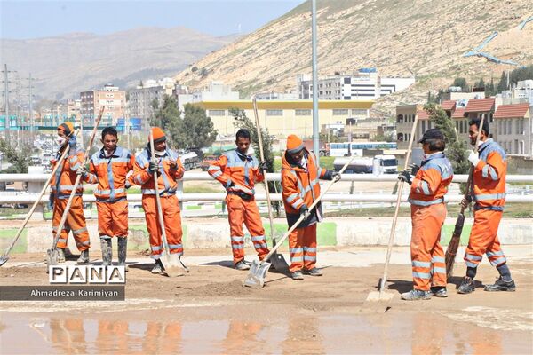پاکسازی آثار تخریبی سیل در شیراز