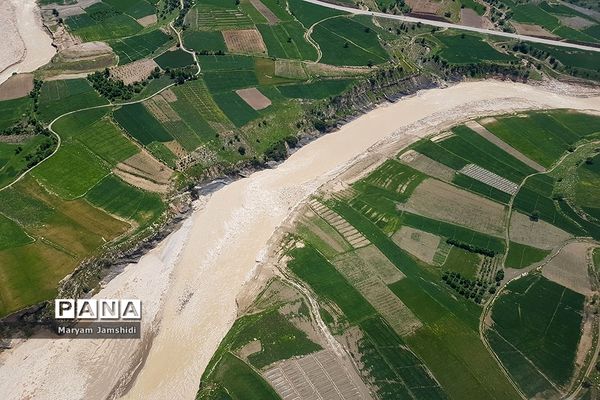 تصاویر هوایی از آخرین وضع مناطق سیل‌زده در لرستان و خوزستان