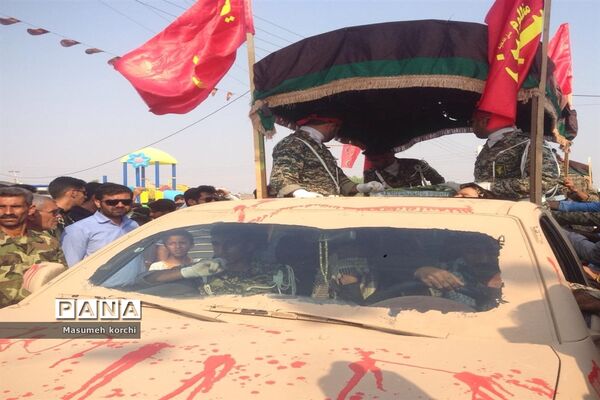 مراسم تشیع پیکر دو شهید گمنام دفاع مقدس درتیرور میناب