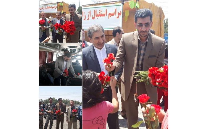 استقبال مدیران حوزه معاونت حمل و نقل و ترافیک شهرداری قم از زائران حضرت معصومه(س)در عوارضی قم- تهران