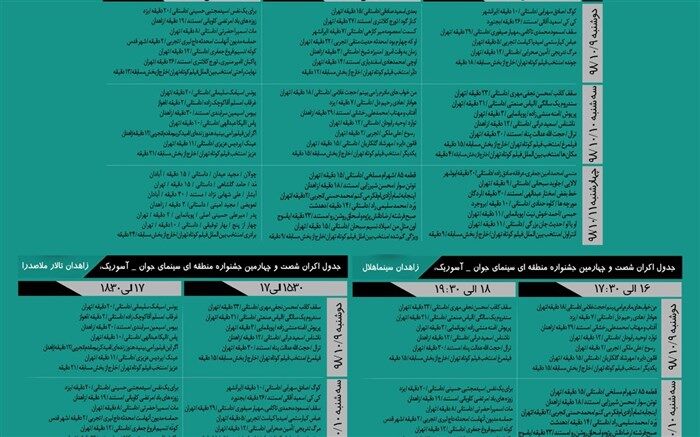 انتشار جدول نمایش آثار در شصت و چهارمین جشنواره منطقه‌ای فیلم کوتاه سینمای جوان