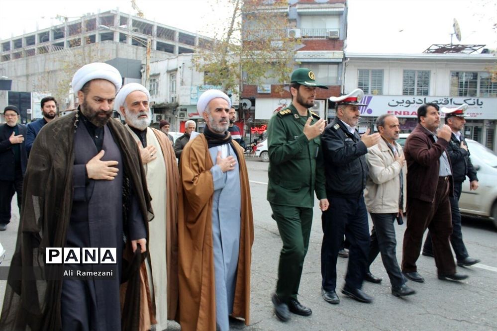 مراسم دسته روی ایام فاطمیه و هفتمین روز شهادت سردارسلیمانی در قائم شهر