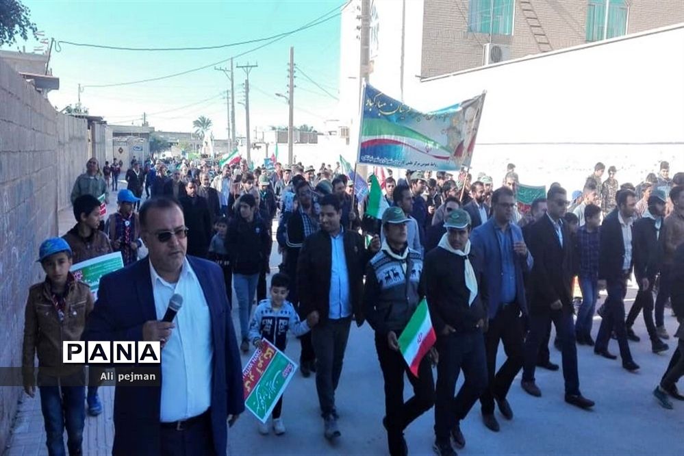 راهپیمایی  22 بهمن در شبانکاره  بوشهر