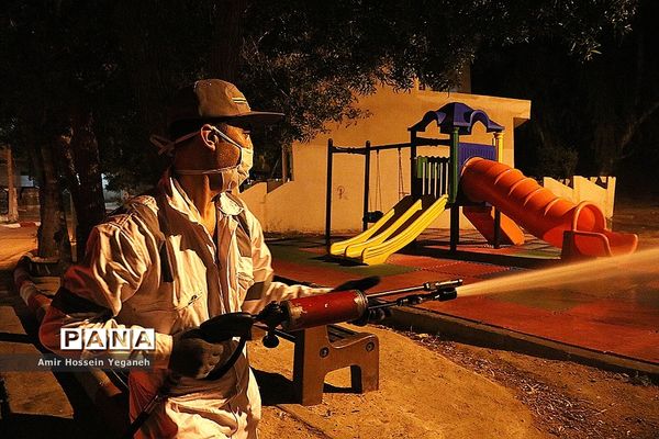عملیات ضد عفونی مراکز خدماتی جزیره کیش
