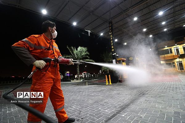 عملیات ضد عفونی مراکز خدماتی جزیره کیش