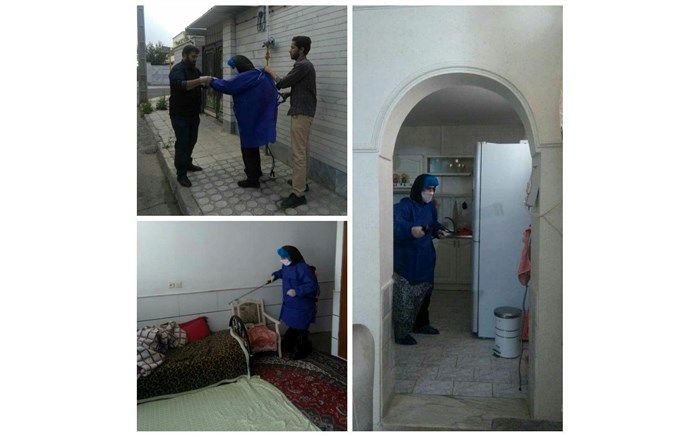 ضدعفونی منازل شهروندان مبتلا به کرونا، توسط جهادگران سلامت پایگاه الغدیر سمنان