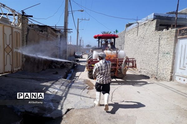 ضدعفونی و گندزدایی روستای شبیشه شهرستان حمیدیه