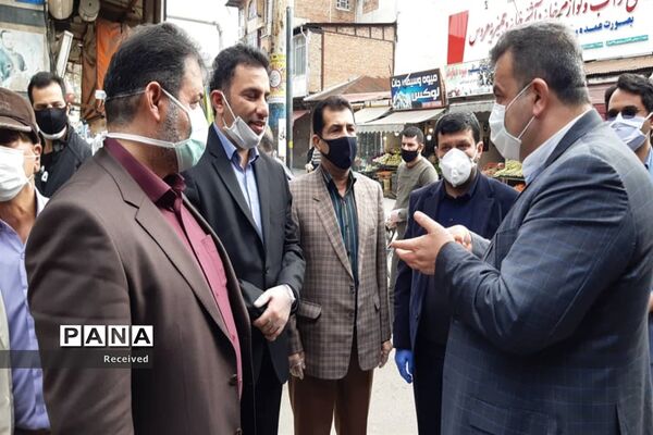بازدید استاندار از اجرای فاصله‌گذاری اجتماعی در قائم شهر