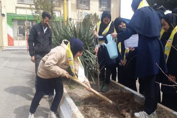 کاشت نهال به مناسبت روز درخت کاری دردبیرستان شهید مجید دهنوی 
