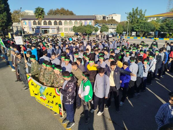 برگزاری صبحگاه مشترک دانش‌آموزی شهرستان هزار سنگر آمل 