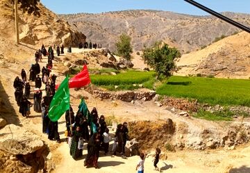 مراسم پیاده‌روی جاماندگان اربعین در روستای رفن 
