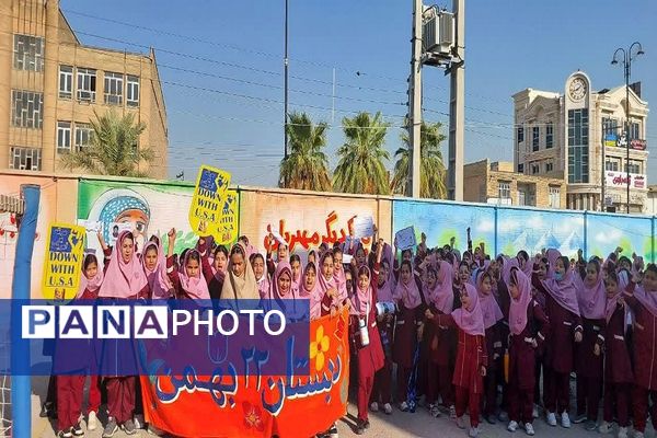 دانش‌آموزان بهبهانی فریاد «مرگ بر اسرائیل» سر دادند