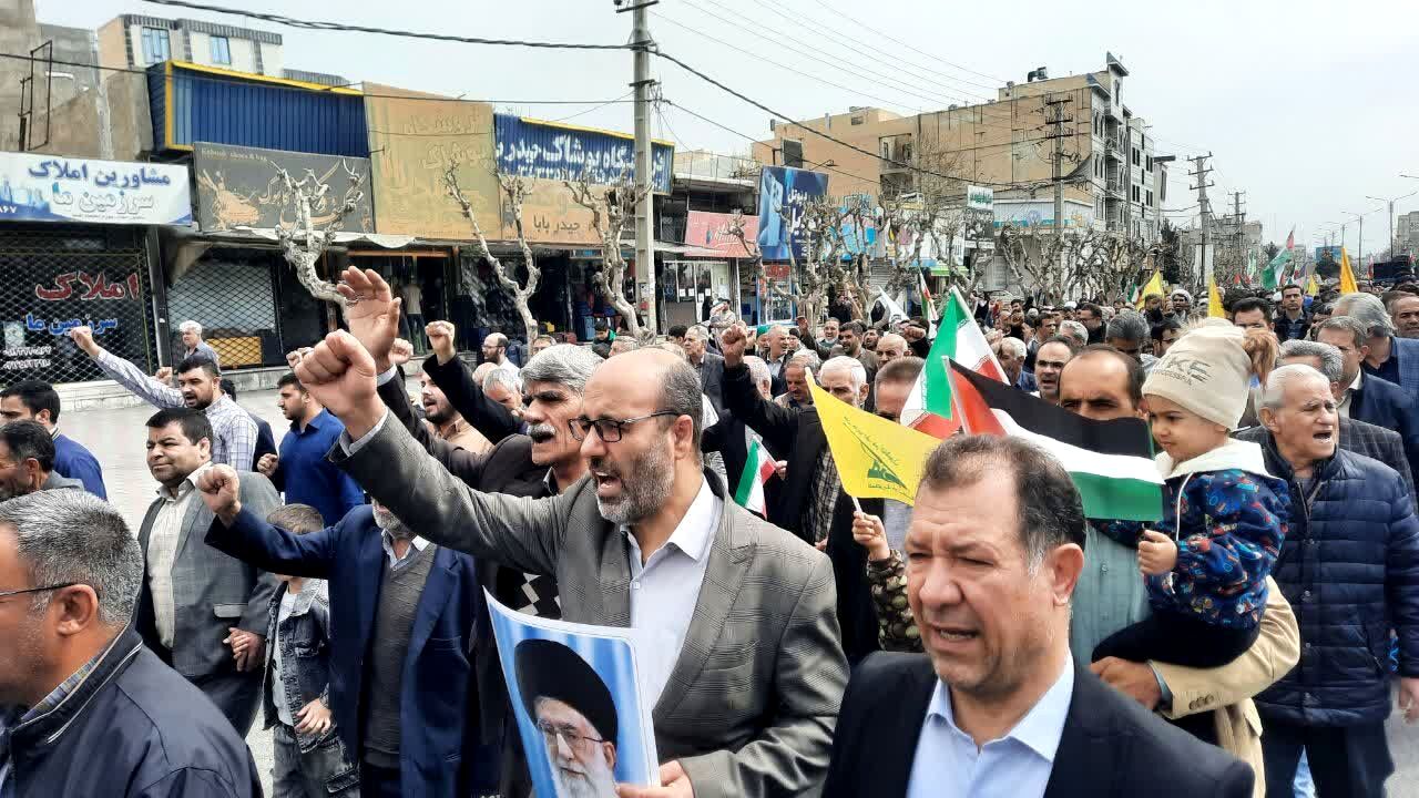 مردم صفادشت ملارد در حمایت از قدس شریف به خیابان‌ها آمدند